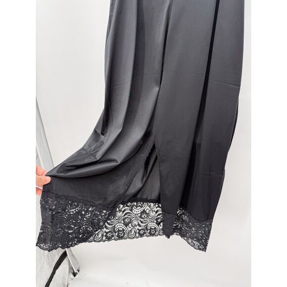 Vanity Fair Vintage Black Lace Trim Midi Slip Dress - Picture 4 of 6